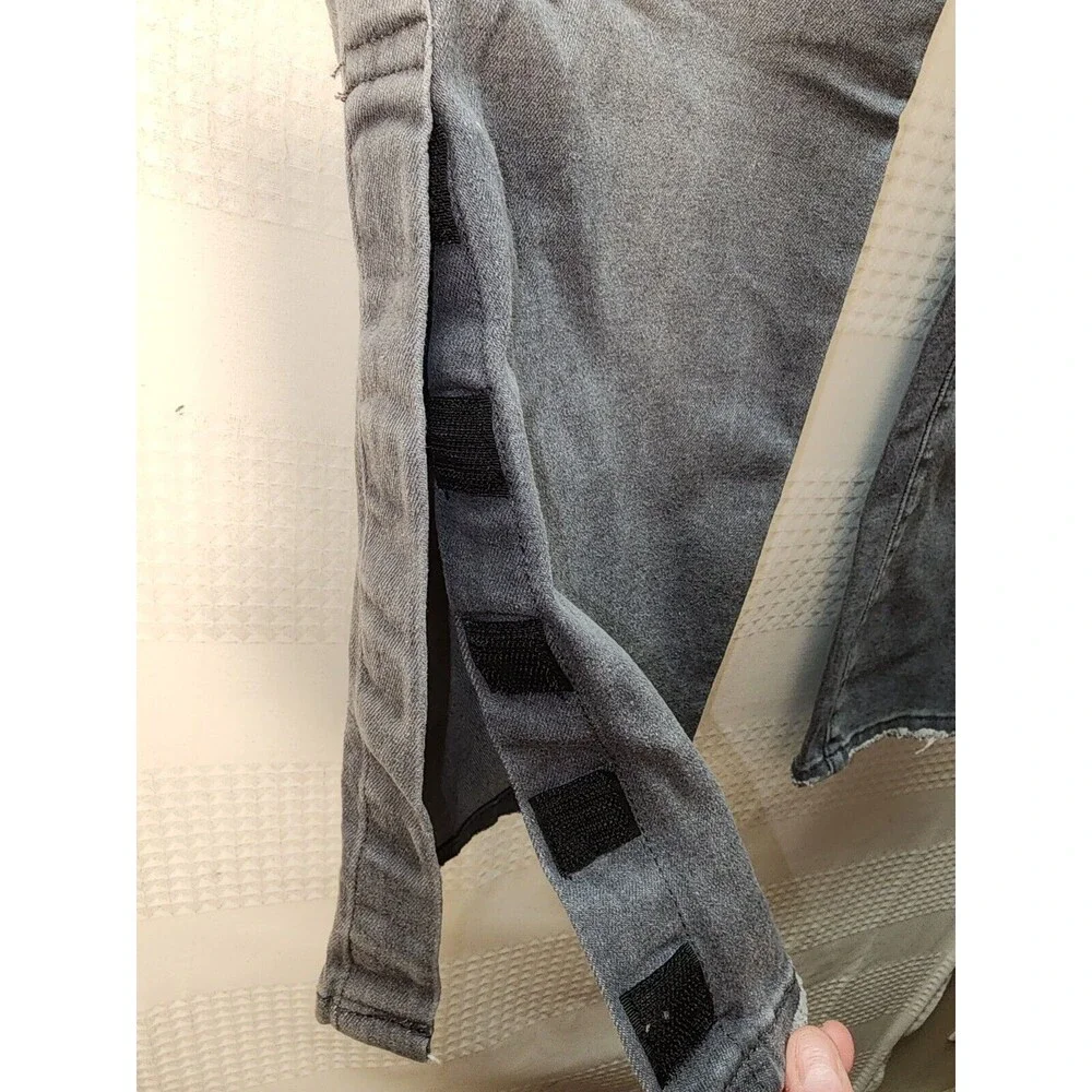 Sonoma womens adaptive straight jeans 18 stretch gray distressed hook & loop fly - Picture 4 of 11